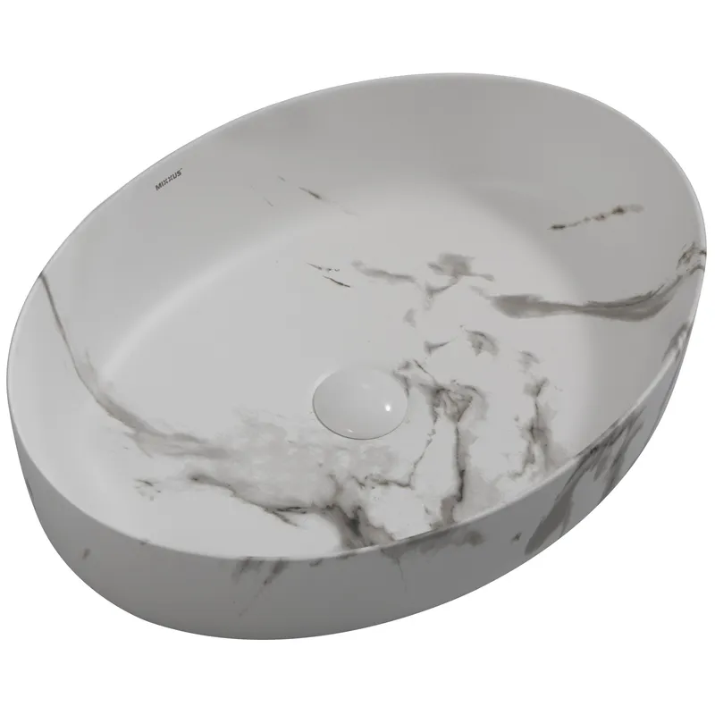 Раковина накладная MIXXUS PREMIUM ELLIPSE-0104 MARBLE 550х415х140mm (MP6554), фото 1