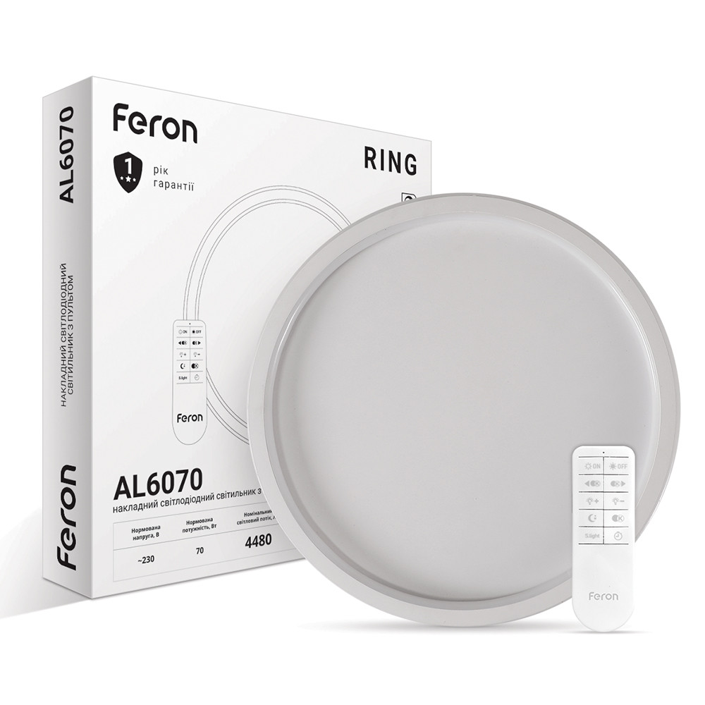 Світлодіодна накладна люстра Feron AL6070 RING 70 Вт білий