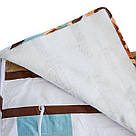 Електропростирадло з підігрівом 150х120 см двоспальна Тріо-Самето Коричневі квіти зі смужками (02101), фото 5