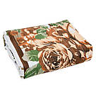 Електропростирадло з підігрівом 150х120 см двоспальна Тріо-Самето Коричневі квіти зі смужками (02101), фото 2