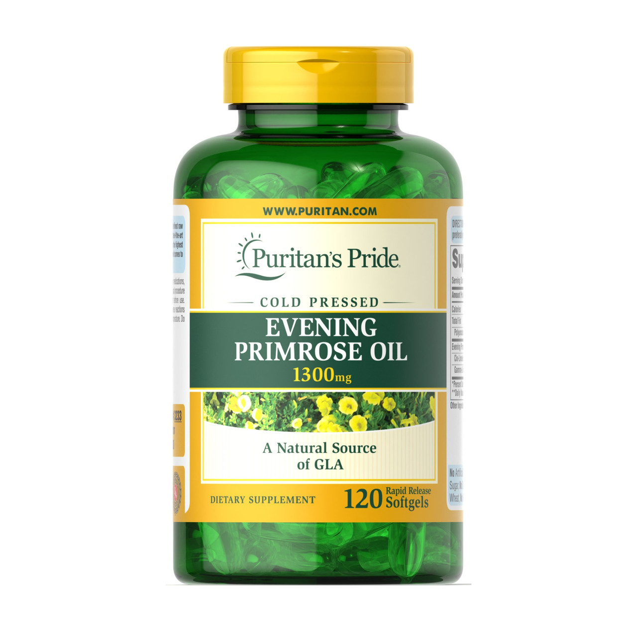 Evening Primrose Oil 1300 mg with GLA - 120 softgels, фото 1
