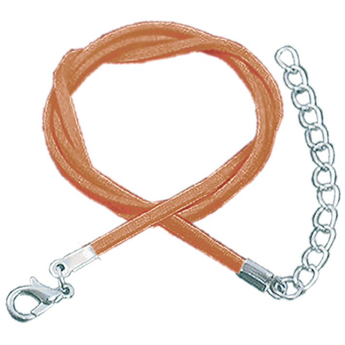 Шнур Основа Коричневий Замшевий із Застібкою Карабін та Ланцюжком, Довжина 44см +5см, Гайтан, фото 1