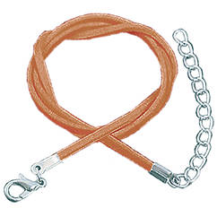 Шнур Основа Коричневий Замшевий із Застібкою Карабін та Ланцюжком, Довжина 44см +5см, Гайтан