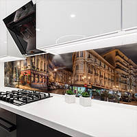Наклейка на кухонный фартук 60 х 200 см, фотопечать с защитной ламинацией, ночные улицы старого города