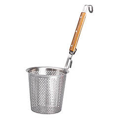 Сито з нержавіючої сталі для фритюру та варіння 14.2х13 см з дерев'яною ручкою Lugi