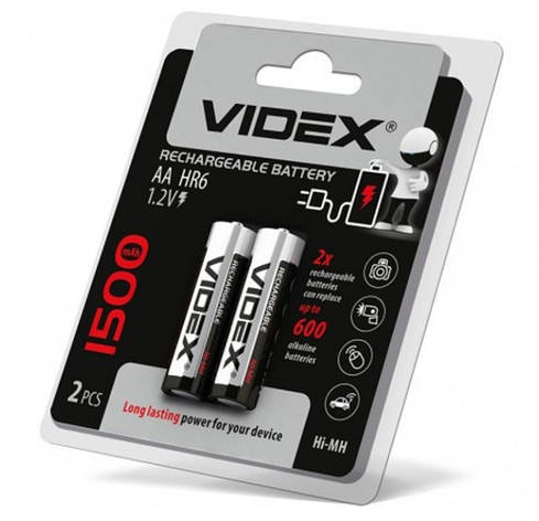 Аккумулятор VIDEX Rechargeable R-6 1500mAh 1.2V (HR6,size AA,NiMN) YU227, фото 1