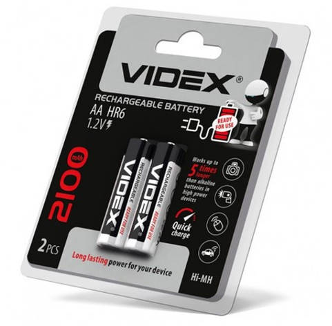 Аккумулятор VIDEX Rechargeable R-6 2100mAh 1.2V (HR6,size AA,NiMN) YU227, фото 1