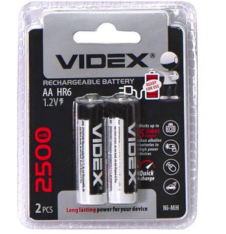 Акумулятор VIDEX Rechargeable R-6 2500 mAh 1.2V (HR6,size AA, NiMN) YU227, фото 1