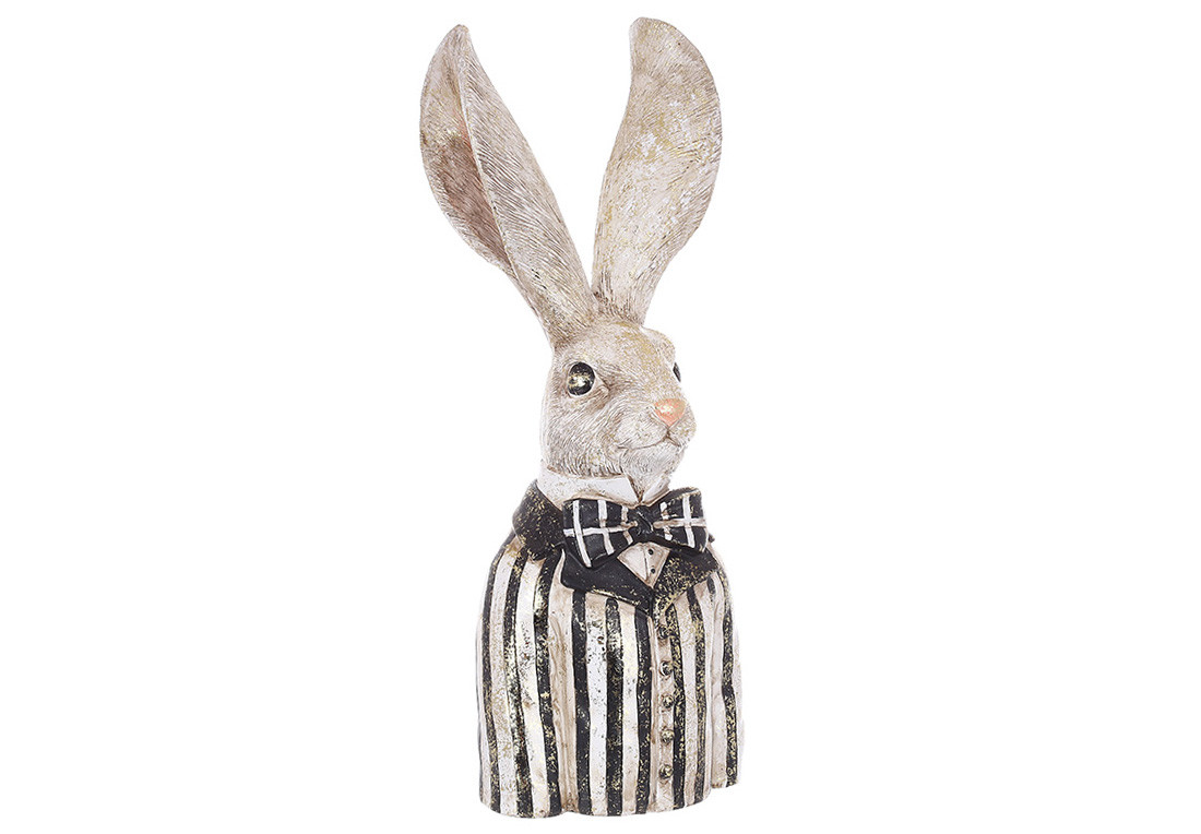 Декоративна статуетка Кролик бюст із золотим напиленням, 15*11.5*40.5 см., полістоун (419-317)