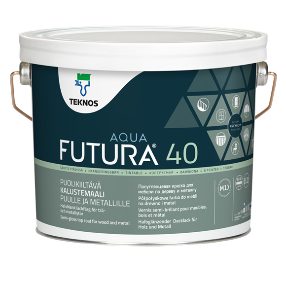 Універсальна водорозчинна фарба для дерева та металу Teknos Futura Aqua 40, 2.7 л
