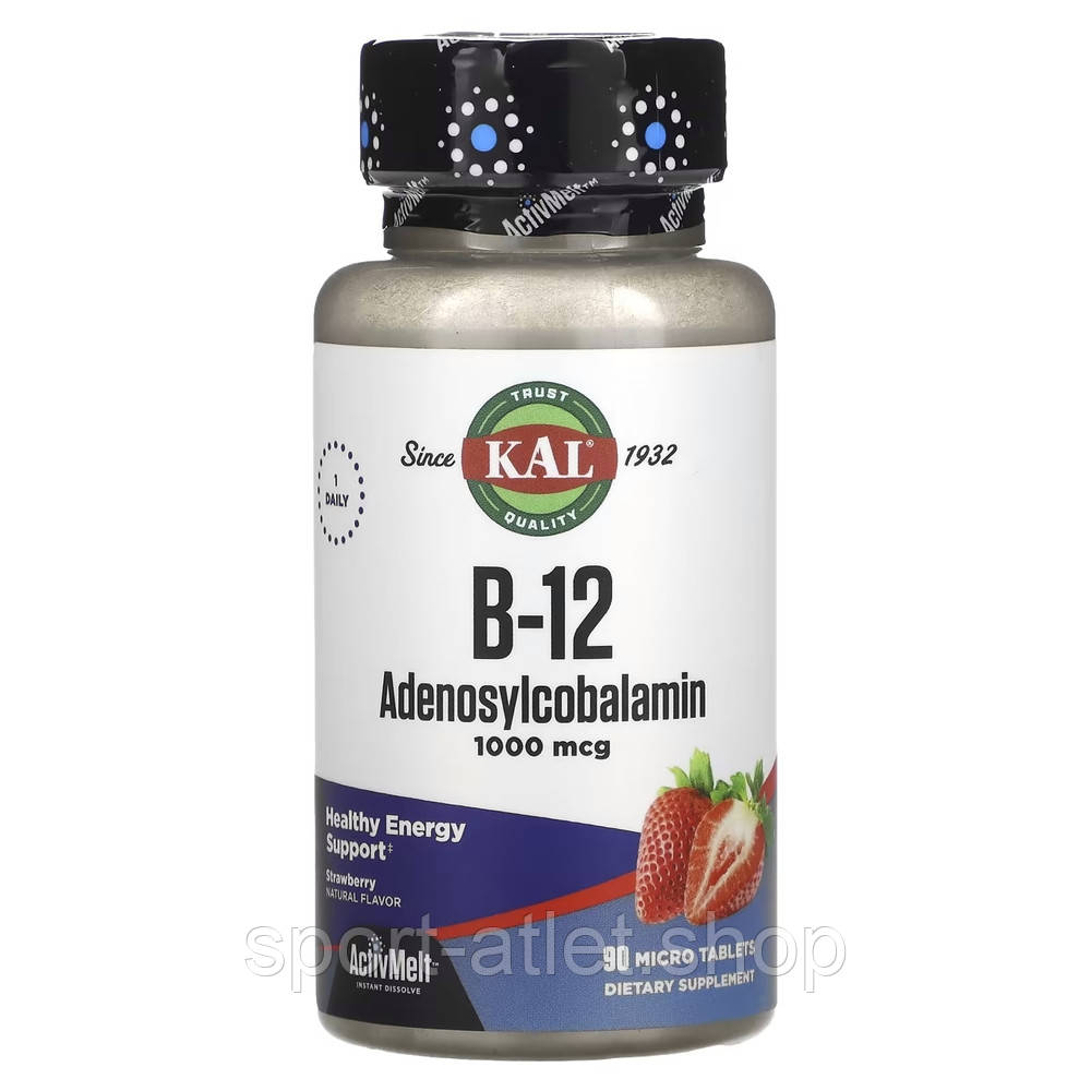 Вітаміни та мінерали KAL Vitamin B-12 Adenosylcobalamin 1000 mcg, 90 мікро таблеток