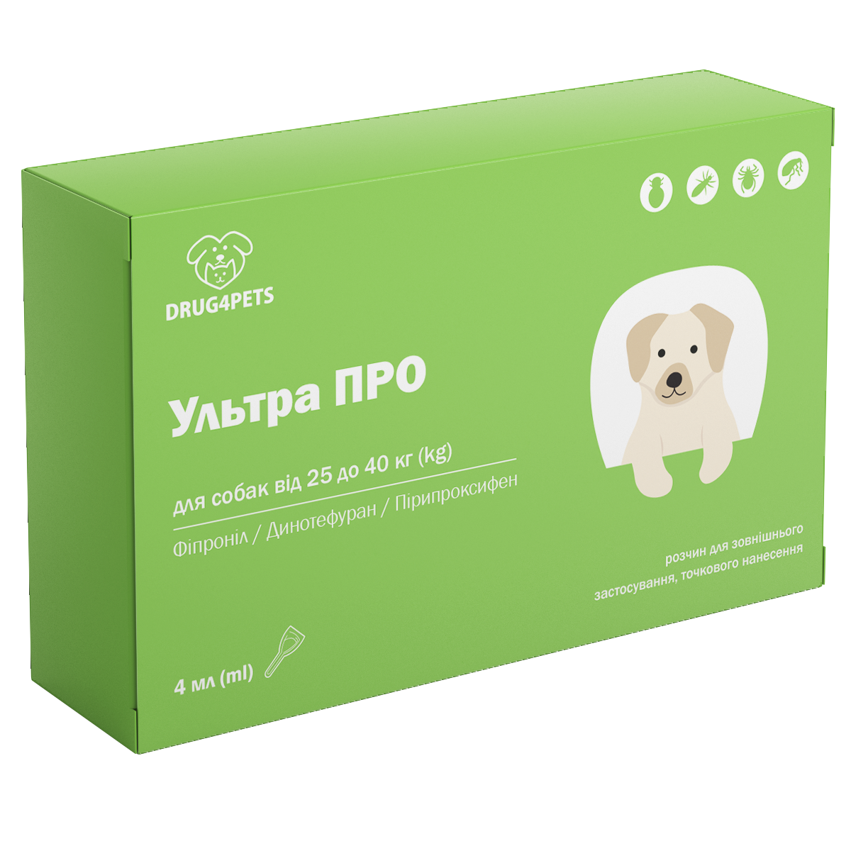 Ультра ПРО 4 мл краплі для собак вагою 25-40 кг, 1 піпетка