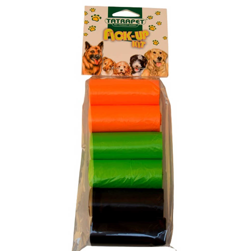 Пакети для собачих фекалій TATRAPET різнокольорові, 6*15 шт