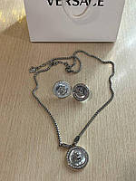 Версаче підвіска та сережки перламутр / Versace комплект прикрас