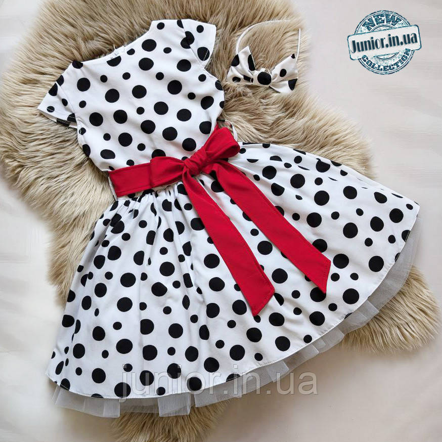 Сукня святкова в ретро стилі для дівчинки Стиляги 116-134р. Стильна дитяча сукня в горошок Сукня з бантом, фото 1