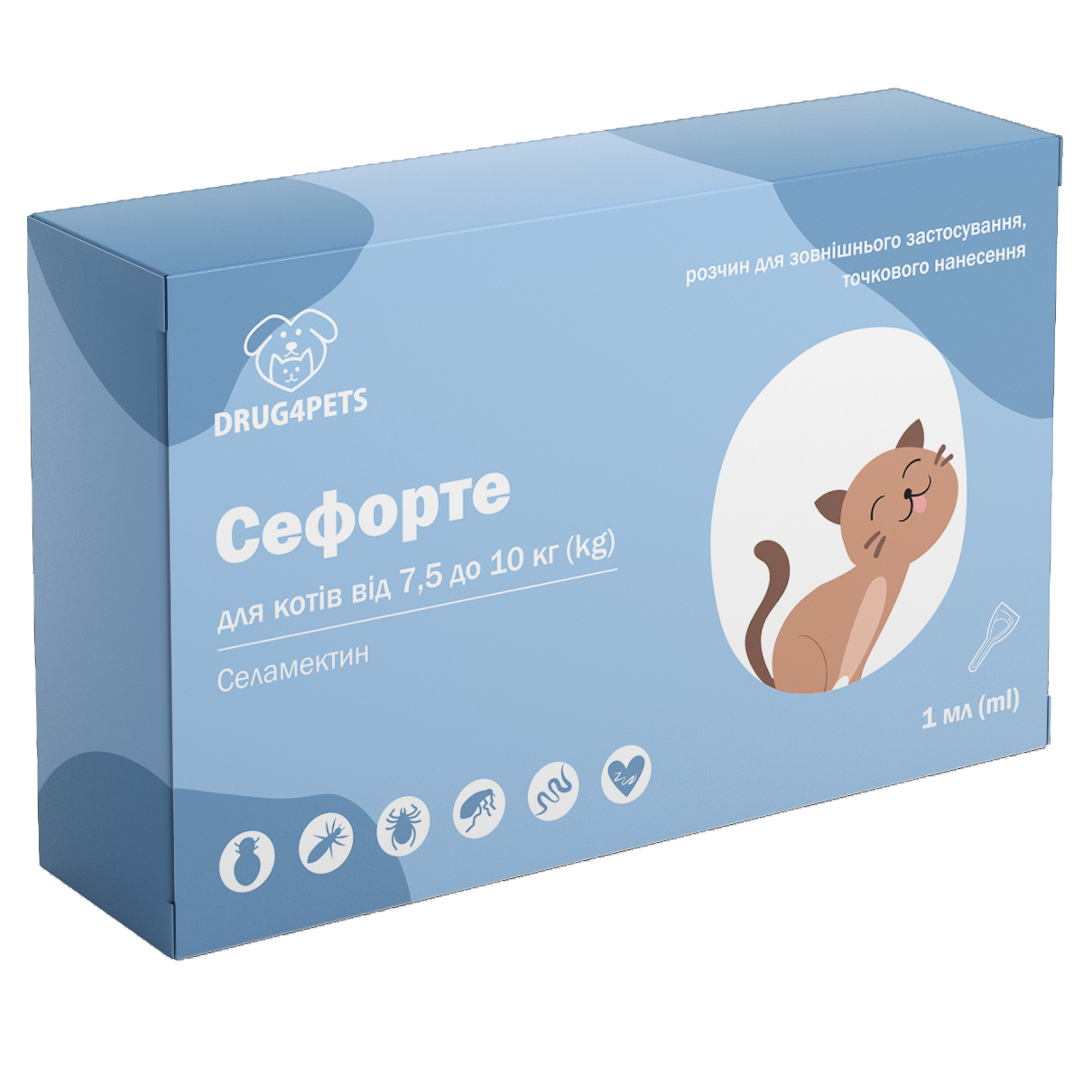 Сефорте 1 мл для котів вагою 7,5 - 10 кг, 1 піпетка