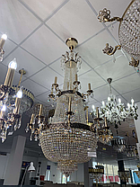 Велика кришталева люстра на ланцюгу, золото, Ø 860 мм, 23 лампи E14, фото 6