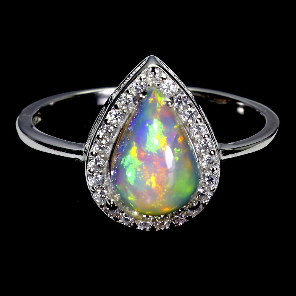 Опал райдужний срібна каблучка, 2530КО