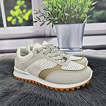 Кросівки жіночі Gipanis білі з сірим еко-шкіра з перфорацією 4767, фото 5