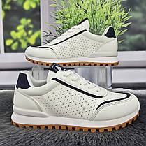 Кросівки жіночі Gipanis білі з синім еко-шкіра з перфорацією 4750, фото 2