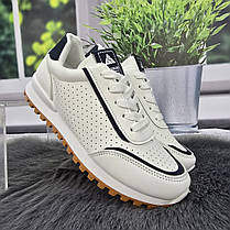 Кросівки жіночі Gipanis білі з синім еко-шкіра з перфорацією 4750, фото 4