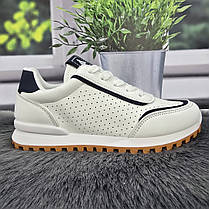 Кросівки жіночі Gipanis білі з синім еко-шкіра з перфорацією 4750, фото 5