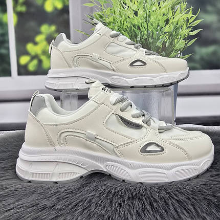 Кросівки жіночі Gipanis білі з сірим еко-шкіра 4752, фото 1