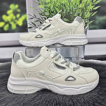 Кросівки жіночі Gipanis білі з сірим еко-шкіра 4752, фото 3