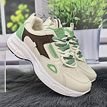 Кросівки жіночі Gipanis молочні з оливковим еко-шкіра 4752, фото 4