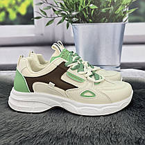 Кросівки жіночі Gipanis молочні з оливковим еко-шкіра 4752, фото 5