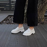 Жіночі весняні туфлі молочного кольору з натуральної шкіри