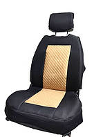 Майки передніх сидінь MAX чорні РОМБ бежевий АвтоСвіт бока та низ закриті