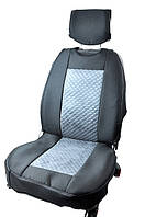 Майки передніх сидінь MAX чорні РОМБ сірий АвтоСвіт бока та низ закриті