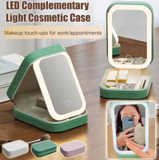 Дорожній органайзер для косметики з LED дзеркалом, фото 1