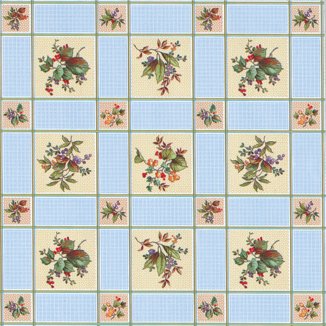 Скатертина церата в клітинку з квітами