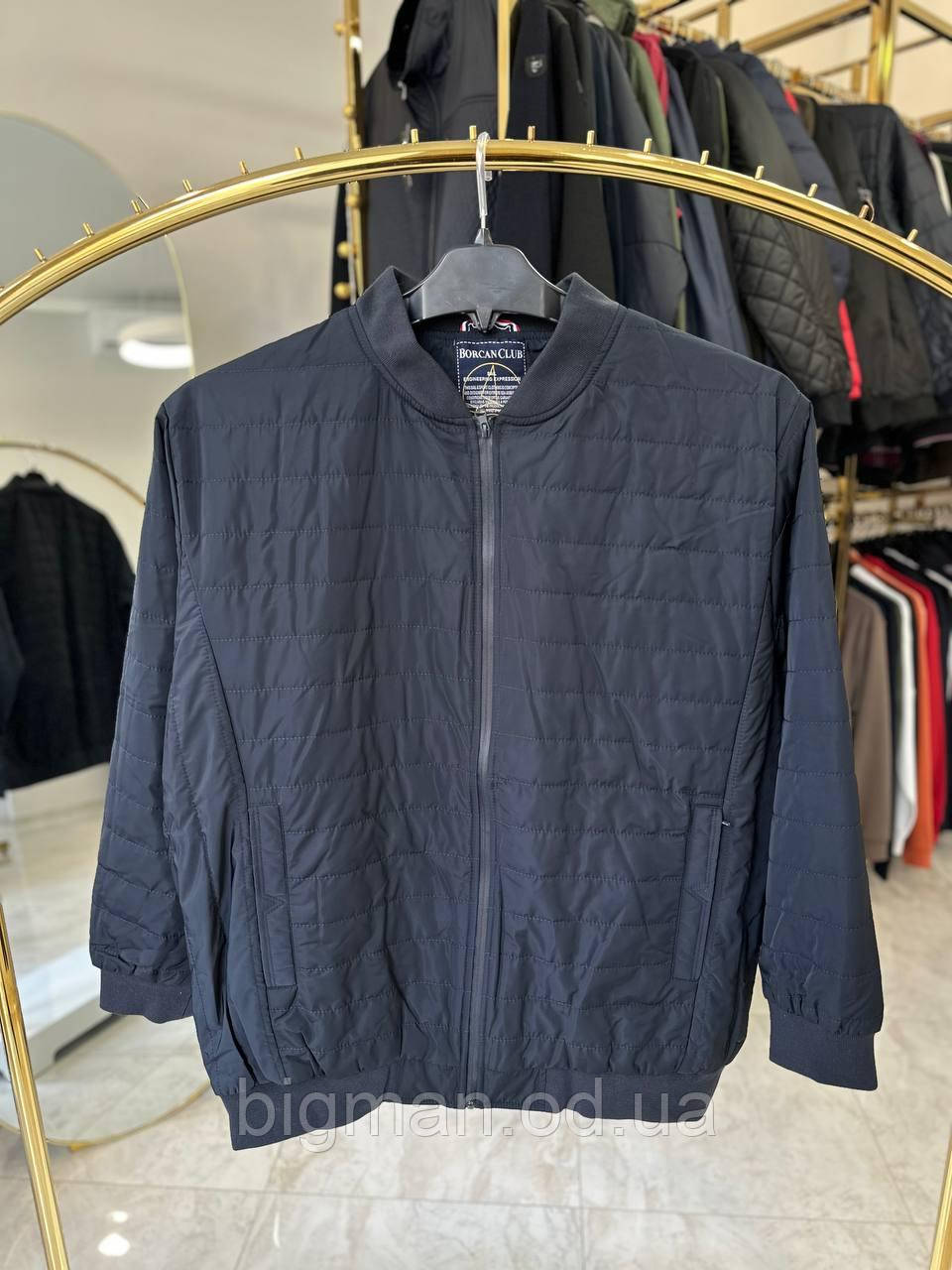 Чоловічий бомбер вітровка Borcan 0704 (СУПЕР батал) 6-10XL т-синій