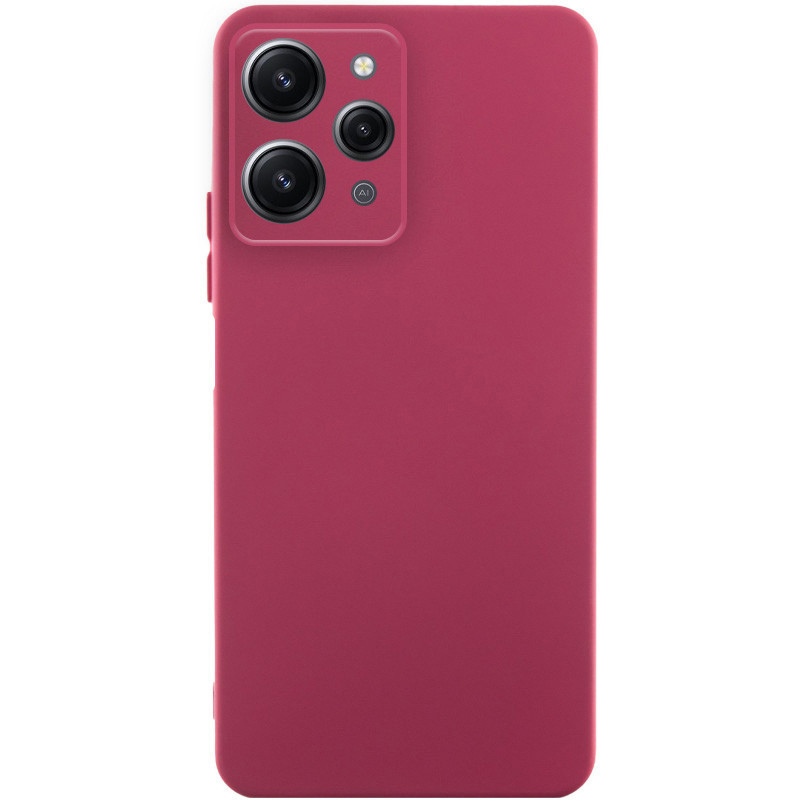 Чохол Silicone Cover Lakshmi Full Camera (AA) для Xiaomi Redmi 12 | Мікрофібра Бордовий / Marsala, фото 1
