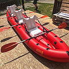 Надувна байдарка ПВХ Ладья Чайка ЛБ-480-3 комфорт жовто-червона для рафтингу та каякінгу 3 місця самоотлив висока стійкість, фото 3