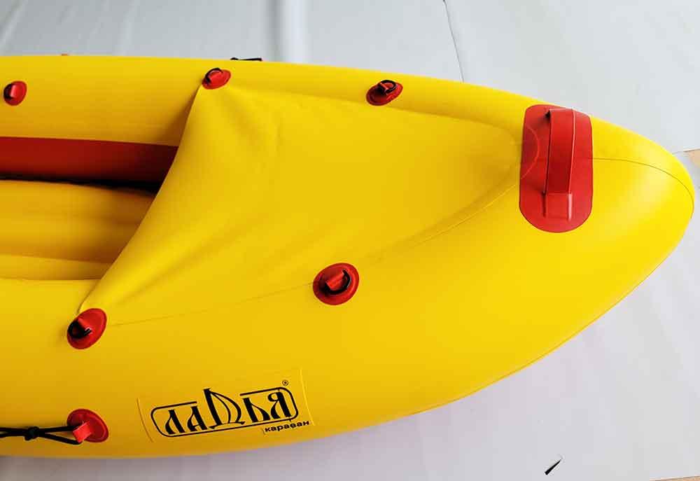 Надувна байдарка ПВХ Ладья Караван ЛБ-300 К комфорт для подорожей і риболовлі з захисним фартухом і алюмінієвими стабілізаторами, фото 1