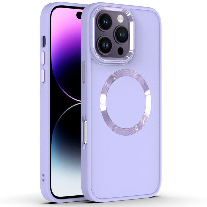 TPU чохол Bonbon Metal Style with MagSafe для Apple iPhone 16 Pro Max (6.9") | З магнітним кільцем Бузковий / Dasheen