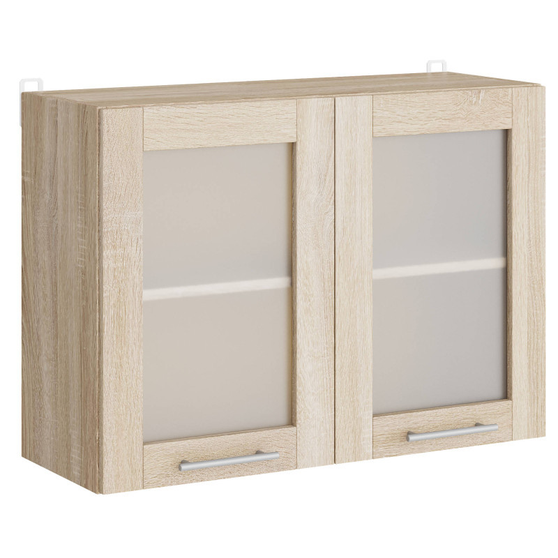 Верхній модуль для кухні зі склом 800 Еко Стильний кухонний модуль навісний Верхня шафа вітрина, фото 1