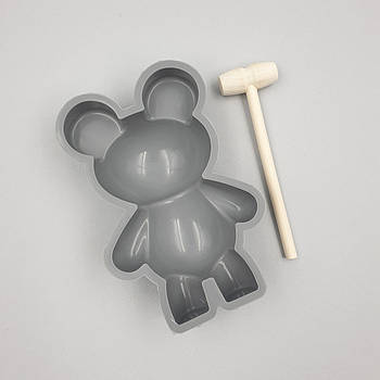 Набір силіконова форма та молоточок для шоколаду Ведмедик 3д