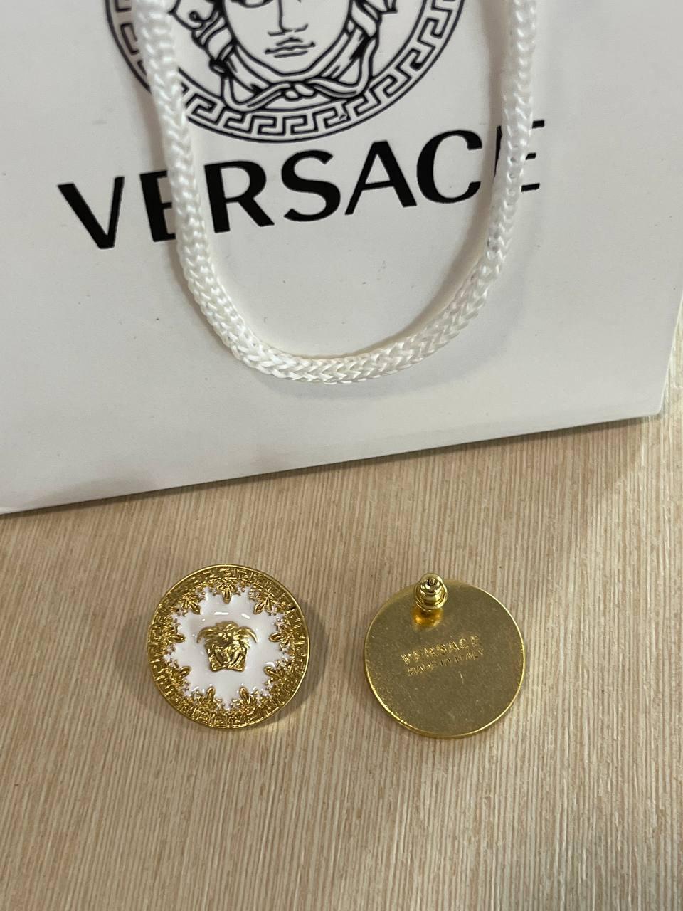 Версаче сережки / Versace сережки білі в позолоті