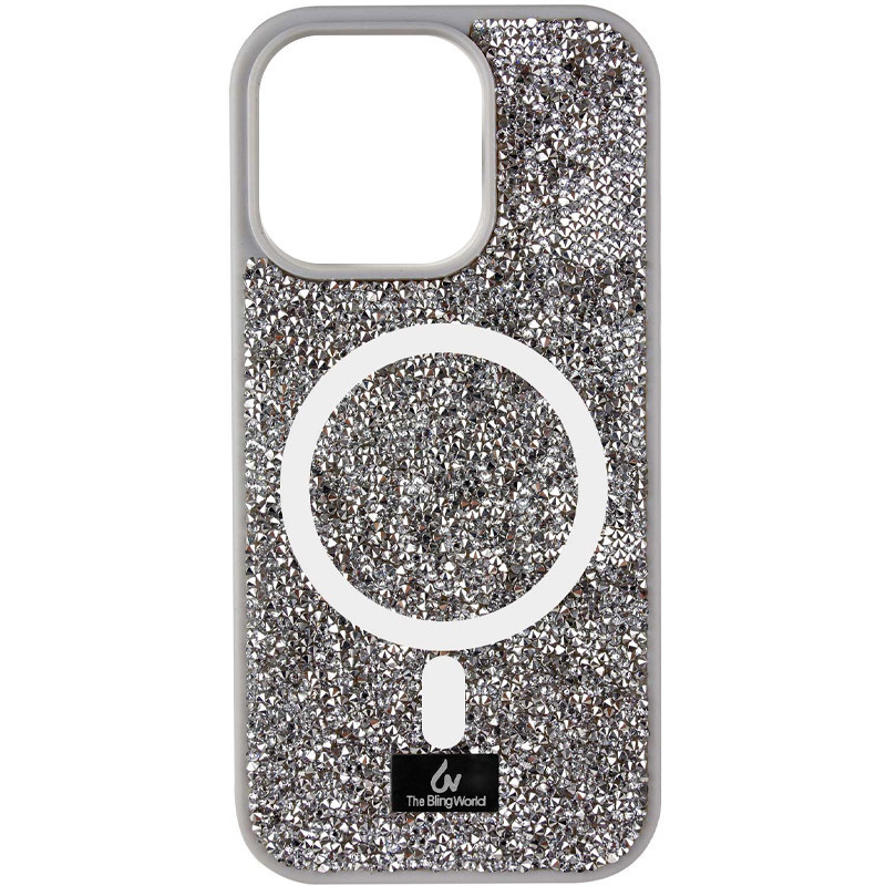 Блискучий чохол зі стразами Bling World Rock Diamond with MagSafe для Apple iPhone 14 (6.1") | Grey, фото 1