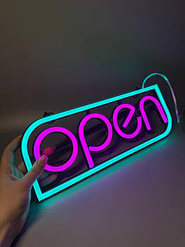 Неонова вивіска open Світлодіодні вивіски відкрито 400 х 130 мм, з блоком живлення