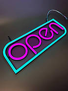 Неонова вивіска open Світлодіодні вивіски відкрито 400 х 130 мм, з блоком живлення, фото 2