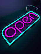 Неонова вивіска open Світлодіодні вивіски відкрито 400 х 130 мм, з блоком живлення, фото 3