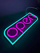 Неонова вивіска open Світлодіодні вивіски відкрито 400 х 130 мм, з блоком живлення, фото 4