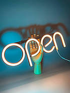 Світлодіодні рекламні вивіски Вивіска RGB неонова open 400 х 130 мм, батарейки, фото 4