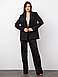 Класичний модний жіночий брючний костюм двійка, вільний, чорний, фото 3